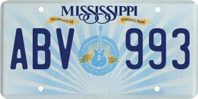 MS license plate ABV993