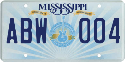 MS license plate ABW004