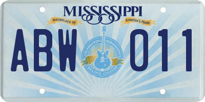 MS license plate ABW011