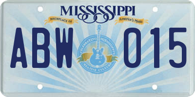MS license plate ABW015