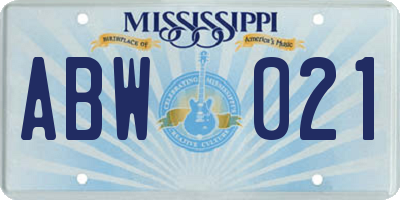 MS license plate ABW021
