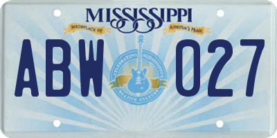 MS license plate ABW027