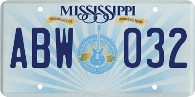 MS license plate ABW032