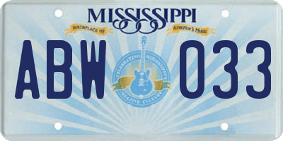 MS license plate ABW033