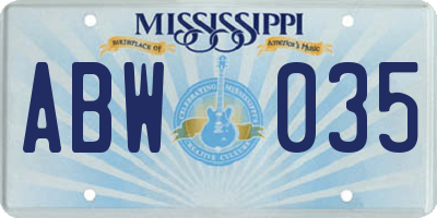 MS license plate ABW035