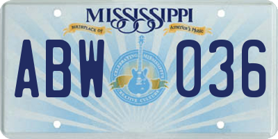MS license plate ABW036