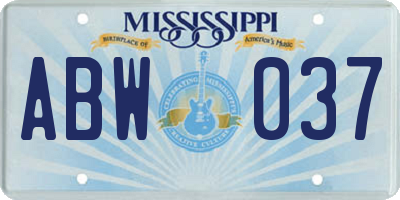MS license plate ABW037
