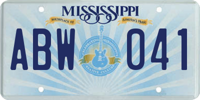 MS license plate ABW041