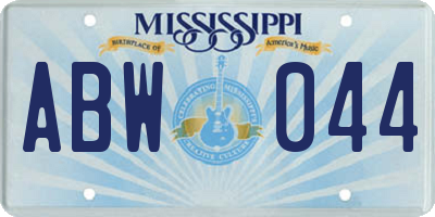 MS license plate ABW044
