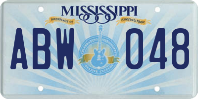 MS license plate ABW048