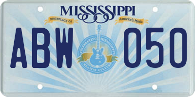 MS license plate ABW050