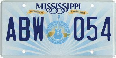 MS license plate ABW054