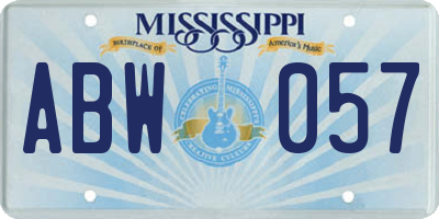 MS license plate ABW057