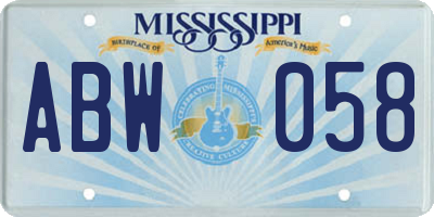 MS license plate ABW058