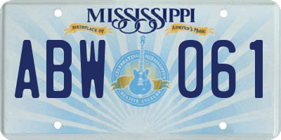 MS license plate ABW061