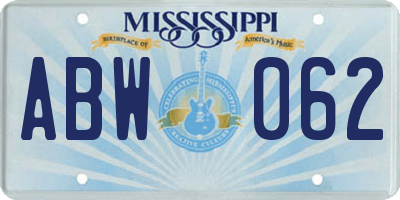 MS license plate ABW062