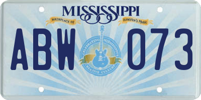 MS license plate ABW073