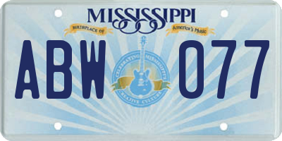 MS license plate ABW077