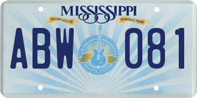 MS license plate ABW081
