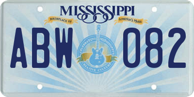 MS license plate ABW082
