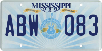 MS license plate ABW083