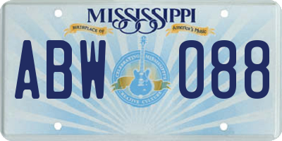 MS license plate ABW088