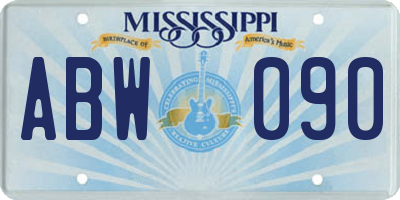 MS license plate ABW090