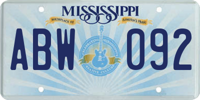 MS license plate ABW092