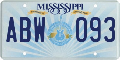 MS license plate ABW093