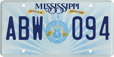 MS license plate ABW094
