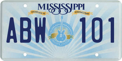 MS license plate ABW101