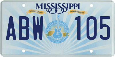 MS license plate ABW105