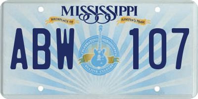 MS license plate ABW107