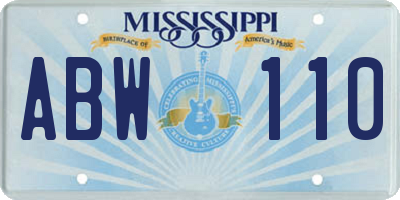 MS license plate ABW110