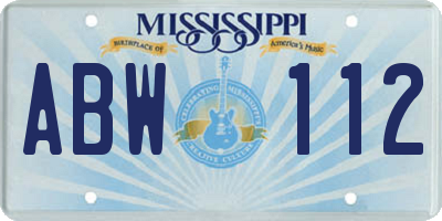 MS license plate ABW112