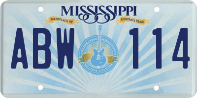 MS license plate ABW114