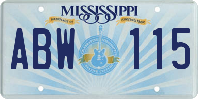 MS license plate ABW115