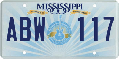 MS license plate ABW117