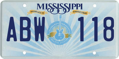 MS license plate ABW118