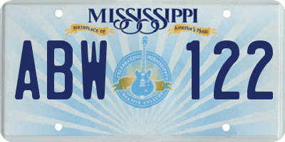MS license plate ABW122