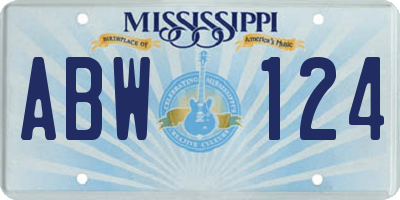 MS license plate ABW124