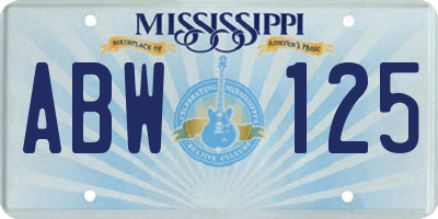 MS license plate ABW125