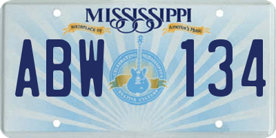 MS license plate ABW134