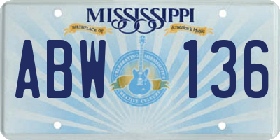 MS license plate ABW136