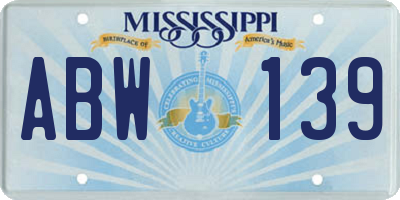 MS license plate ABW139