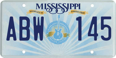 MS license plate ABW145