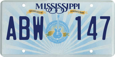 MS license plate ABW147
