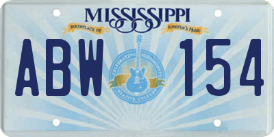 MS license plate ABW154