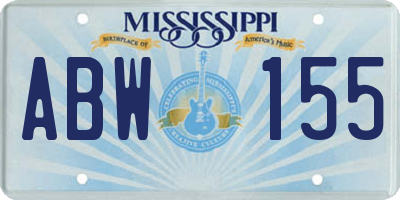 MS license plate ABW155