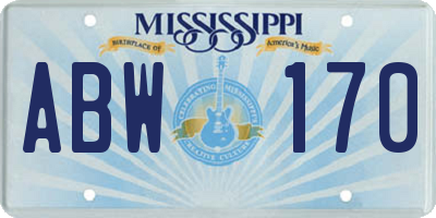 MS license plate ABW170